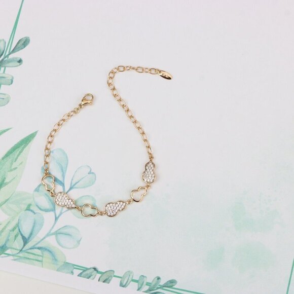 "Elegant Rose Gold Gourd Design Bracelet with Crystal Accents, XPBL0918 - Picture 3 of 12